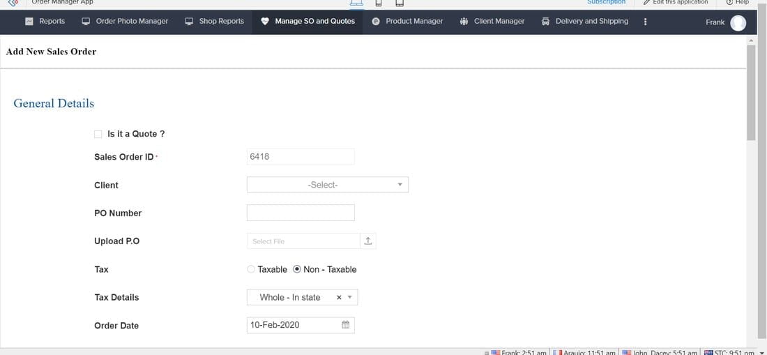 Add new sales order form in Order Manager